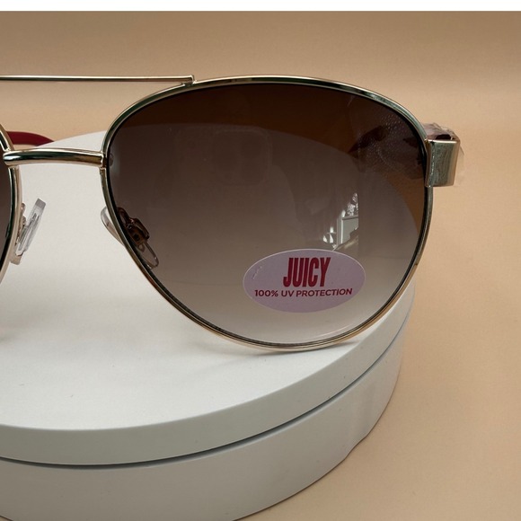 Juicy Couture Women Gold Aviator Sunglasses Burgundy Tortoise X71118 Kyan main image 7